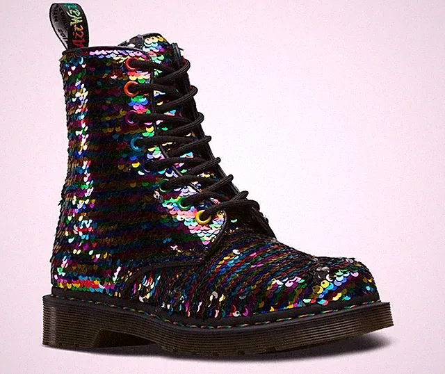 Dr. Martens 8 Loch 1460 Sequin Rainbow Silber 24594980