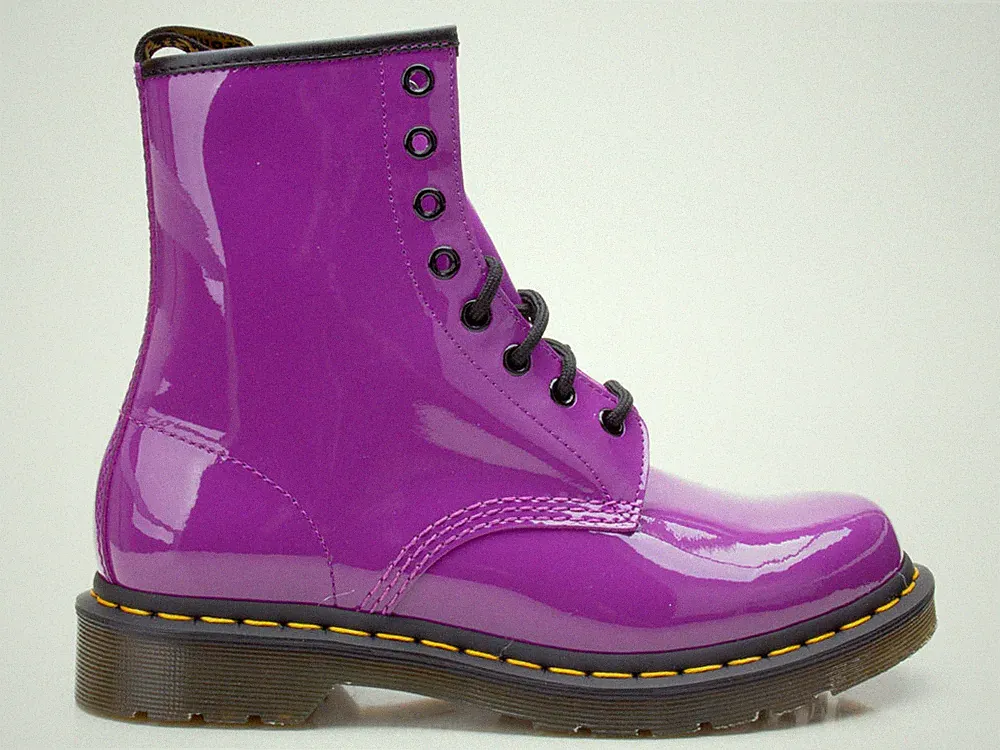 Dr. Martens 8-Loch 1460 W Damen Chelsea Boots Stiefel Lila Lack Patent Lamper