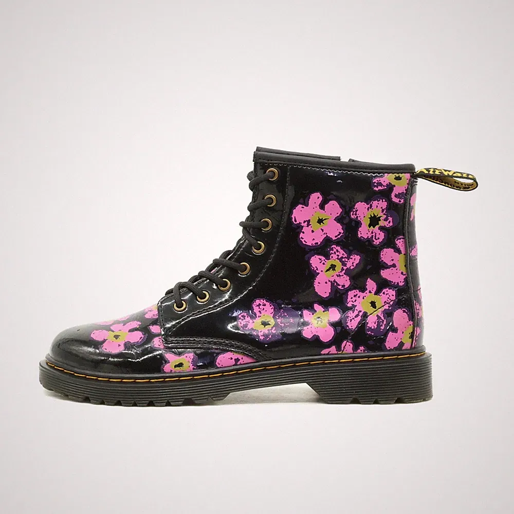 Dr. Martens Damen 1460 J Stiefel Schwarz Pink Leder Vintage Stiefeletten EU 36