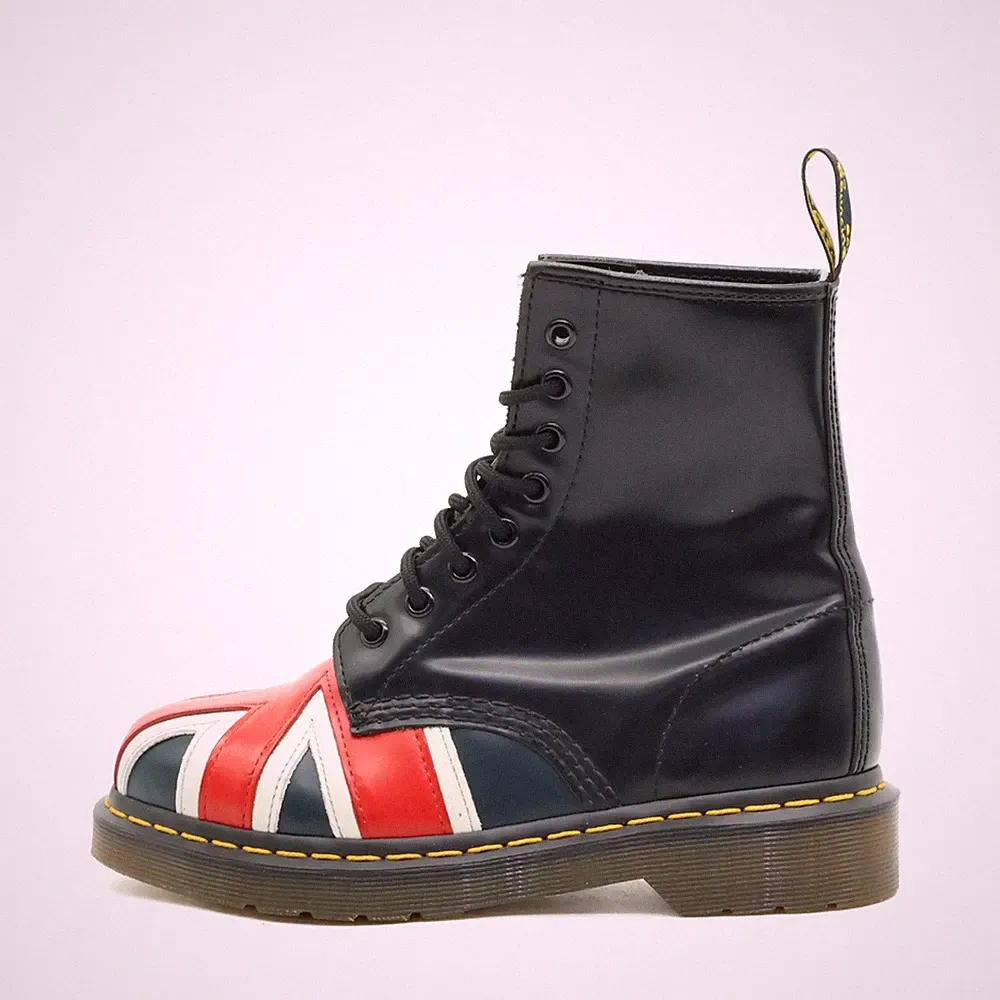 Dr. Martens Damen 1460 Union Jack Stiefel Schwarz, Sohle Schnürstiefel EU 37