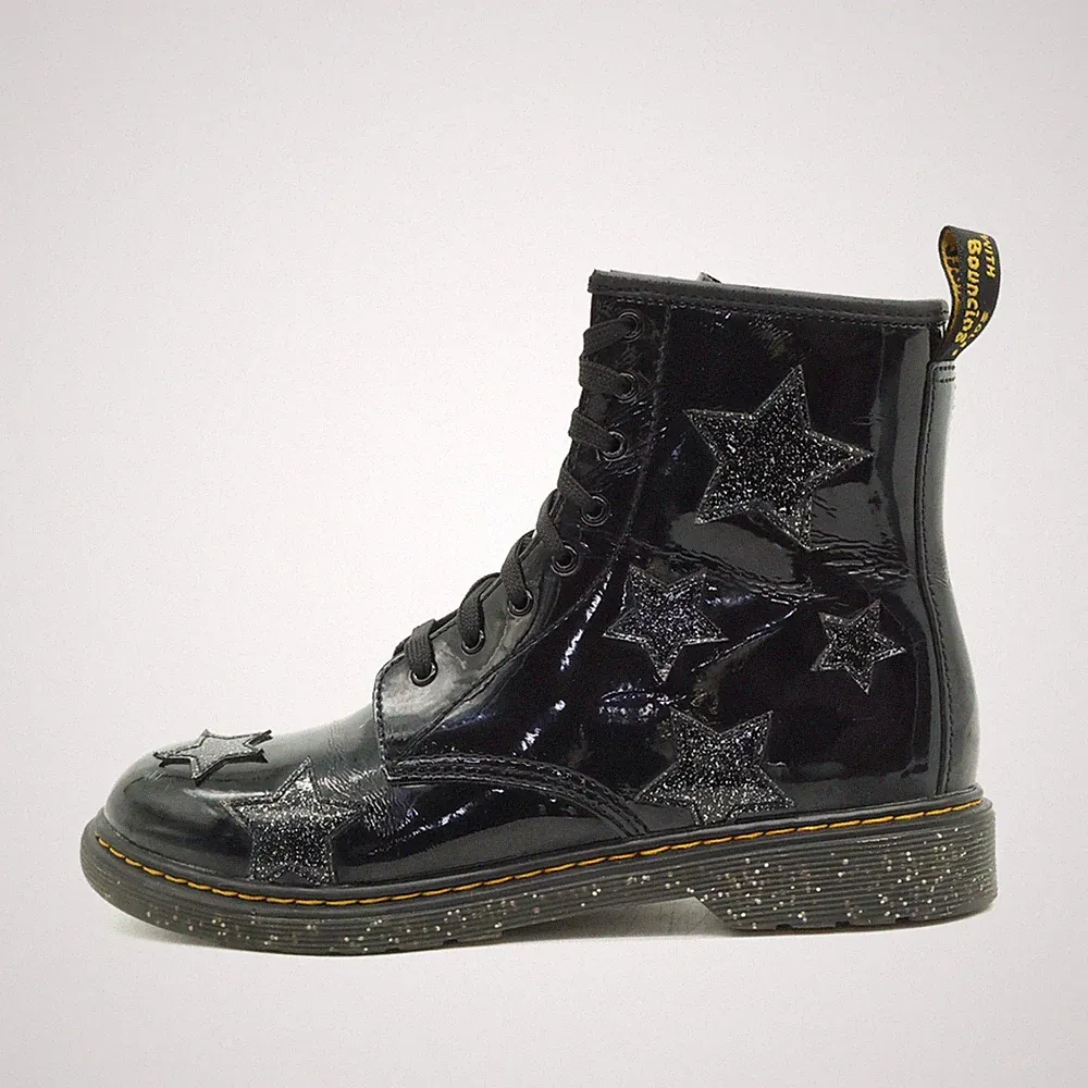 Dr. Martens Damen 1460-Y Stiefel Schwarz Lackleder 1460 Schnürstiefel EU 38