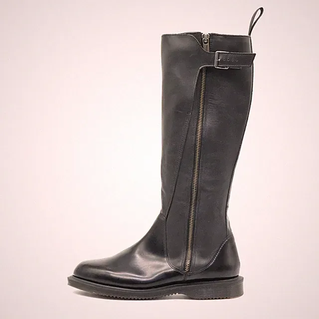 Dr. Martens Damen Chianna Stiefel Schwarz Leder Kniehoch Cushion Sohle EU 38