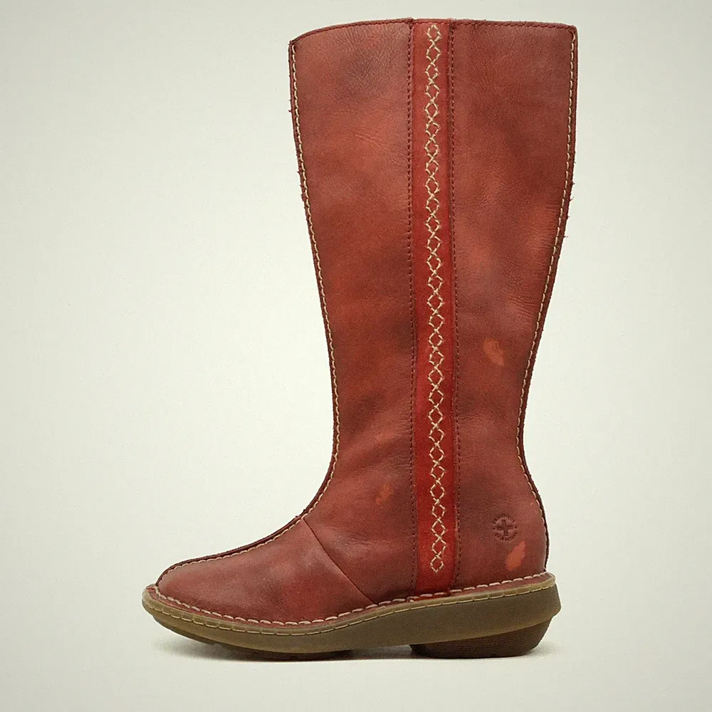 Dr. Martens Damen Edie Stiefel Rot Leder Handnaht Langschaftstiefel EU 36