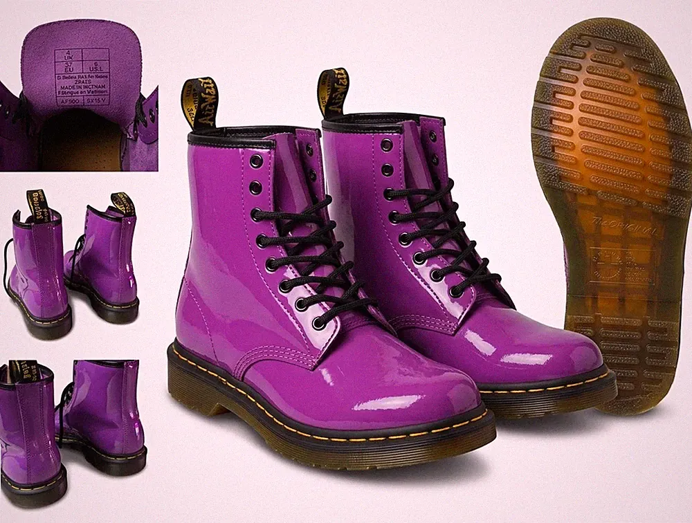 Dr. Martens Damen Lackleder Stiefeletten lila Schnürung EU 37