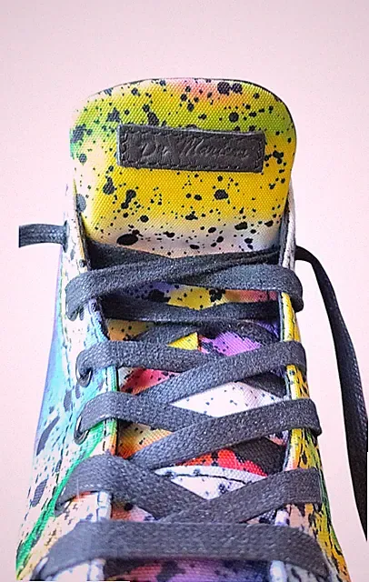 Dr Martens Hackney Damen Polnisch Amphibien Nylon Farbflecken Regenschutz E