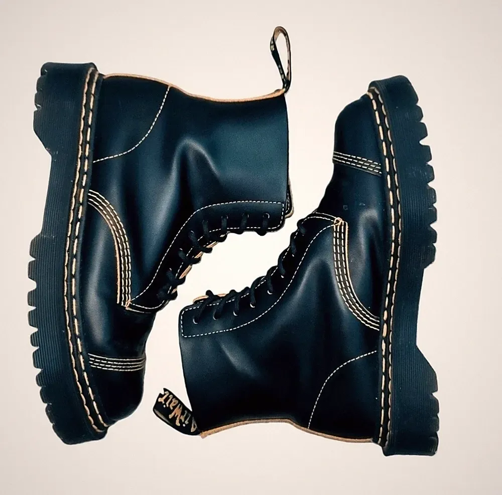 Dr Martens Plateau Stiefel 1460 Bex Double Stitches Schwarz UK7 US8M US9L EU 41