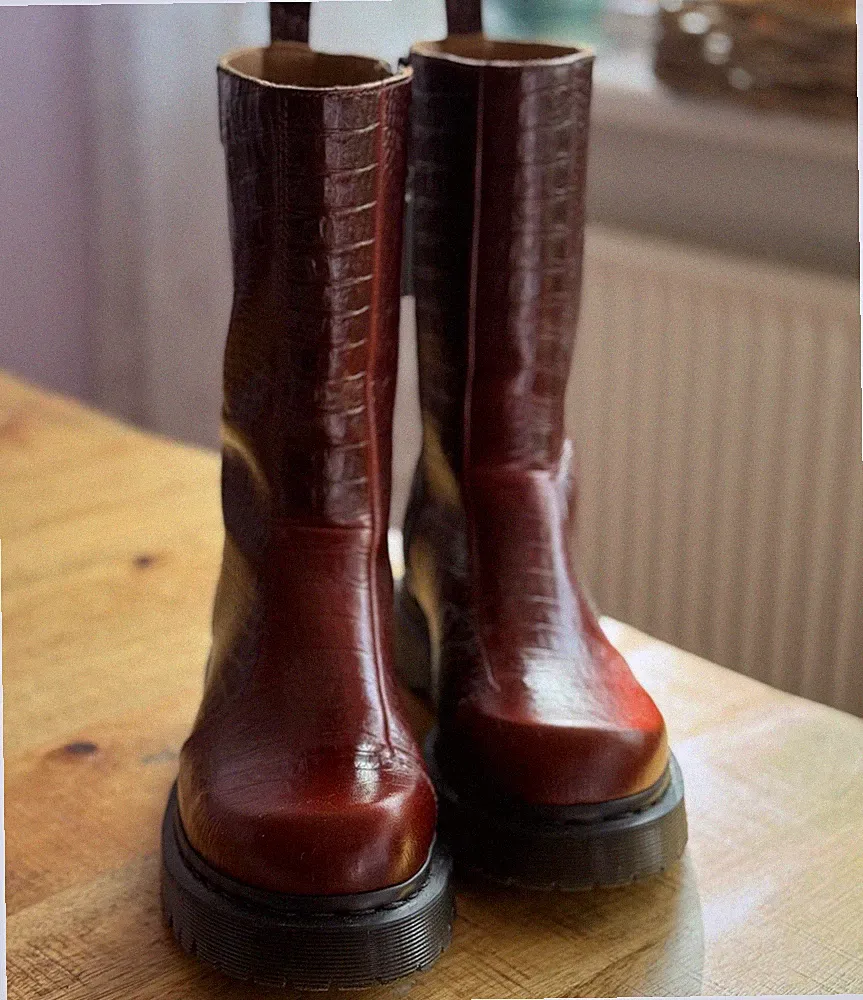 Dr.Martens Rejena Croc High Mocha Brown Gr. 41 Neuwertig Top!
