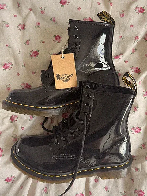 Dr Martens Schwarze Lackleder 1460 W Stiefel UK 4 EU 37