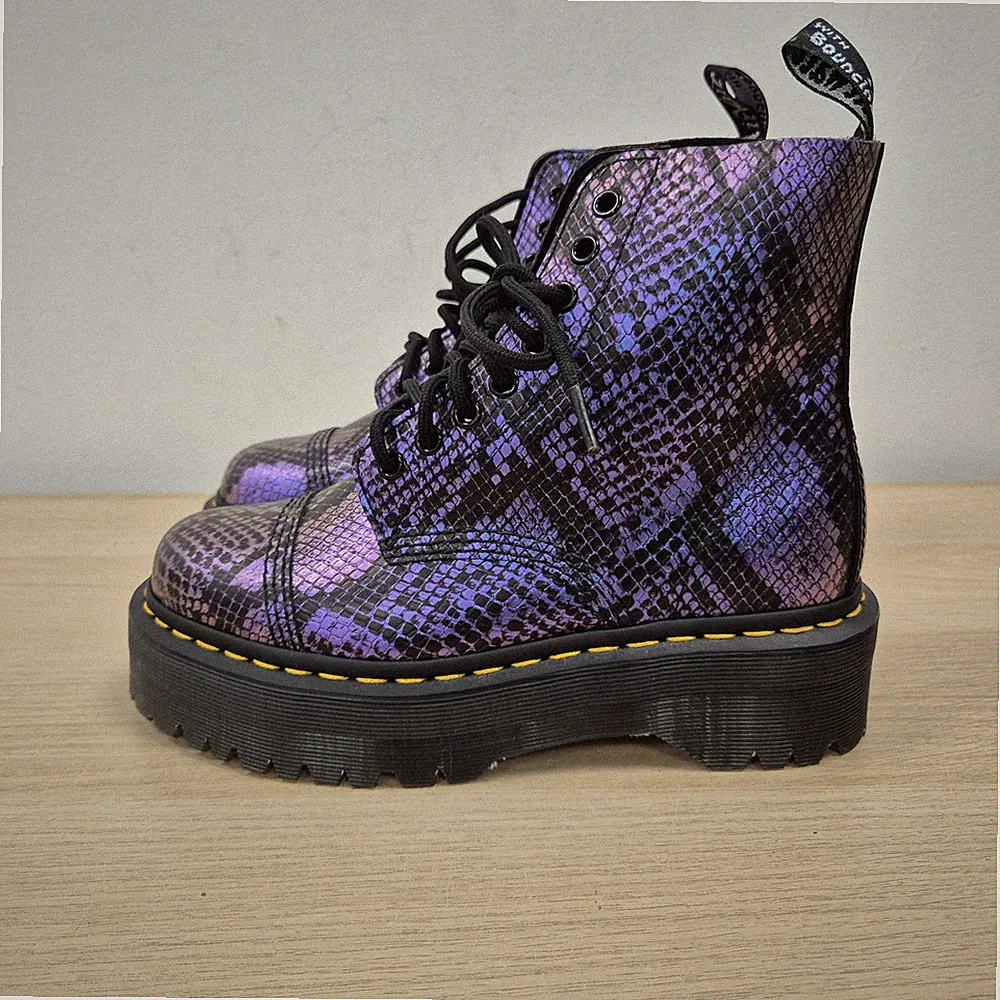 Dr Martens Sinclair Purple Viper Croc Plateau Leder Chunky Quad Stiefel Uk 5