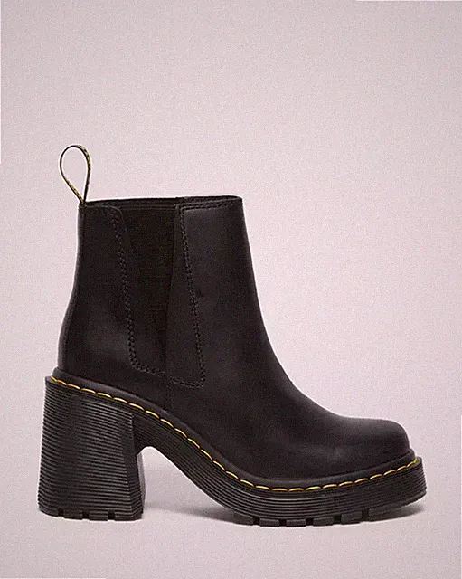 DR.MARTENS SPENCE LEDER CHELSEA STIEFELETTEN MIT SENKBAREM ABSATZ SCHWARZ