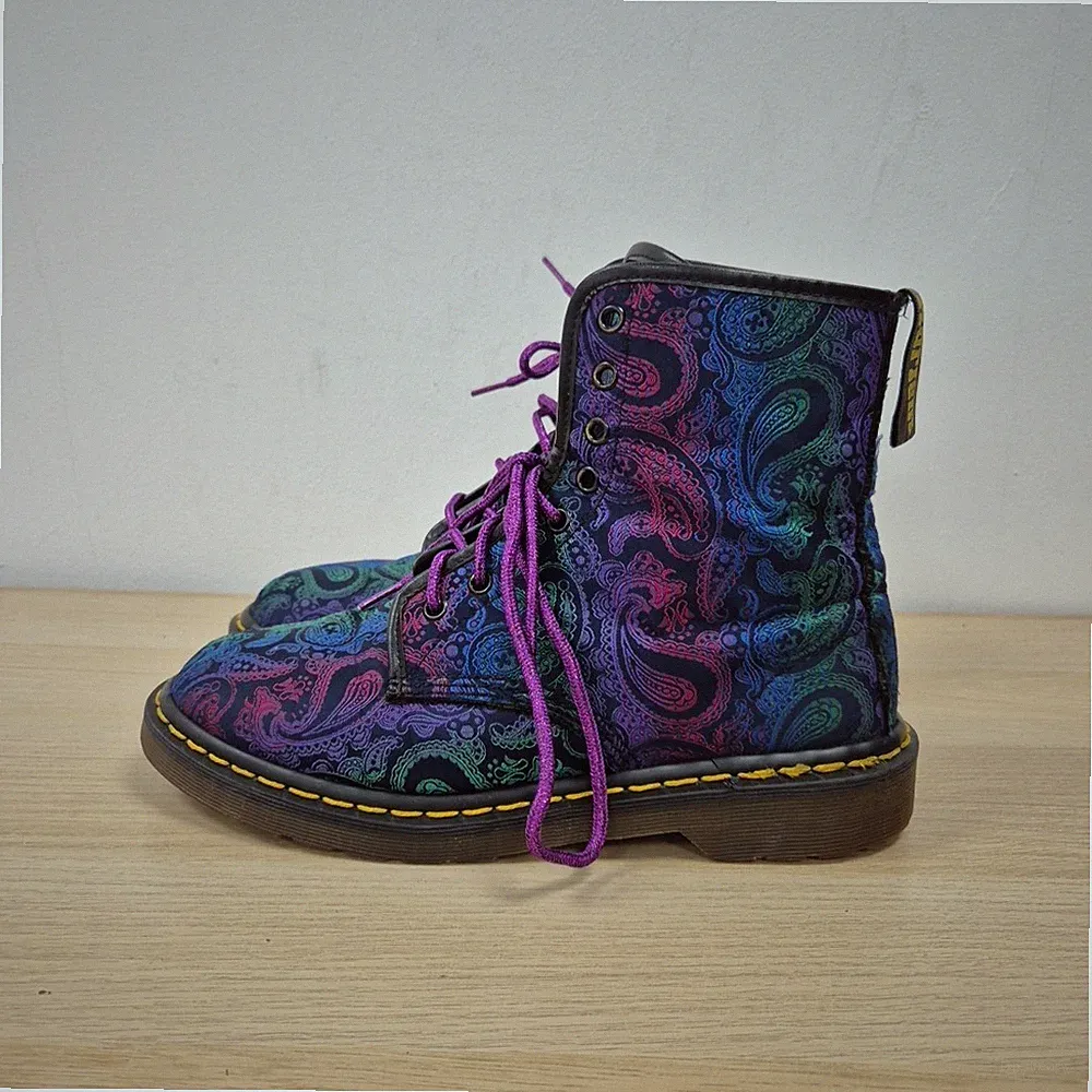 Dr Martens Vintage 1460 Lila Blau Mystic Paisley England Stiefeletten Uk 8