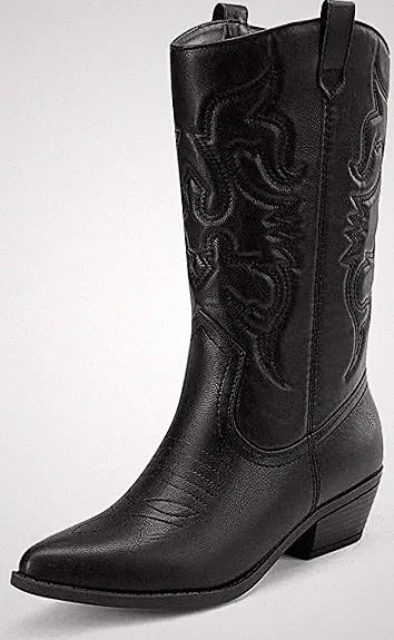 Dream Pair Damen Cowboystiefel schwarz bequeme Westernschuhe UK Größe 5,5