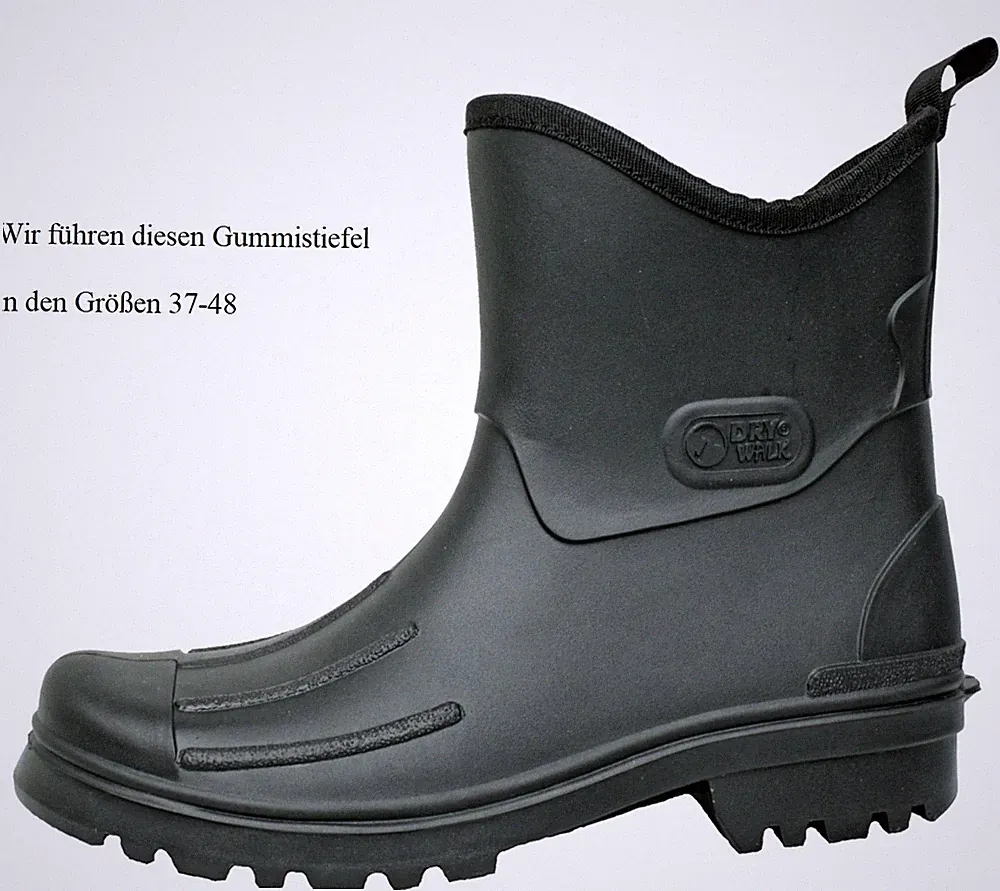 Dry Walk Hochwertiger Herren Gummistiefel Halbstiefel schwarz Peter Größe 37-48