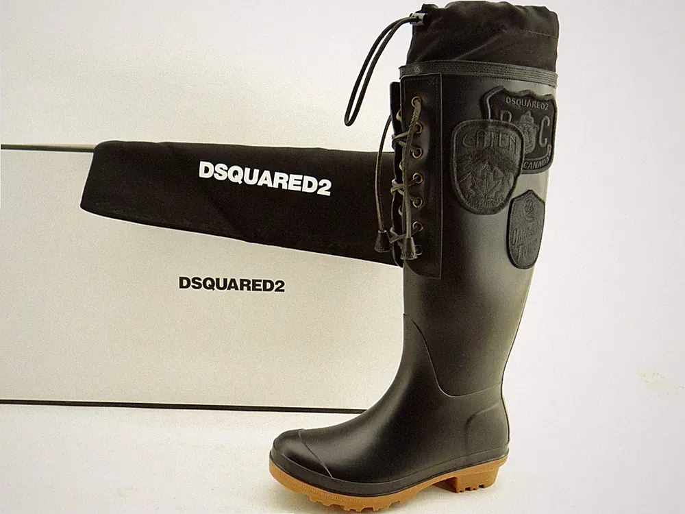 DSQUARED2 Rain Boots Black Schwarz Gummistiefel Stiefel Damen Gummi Schuhe 37