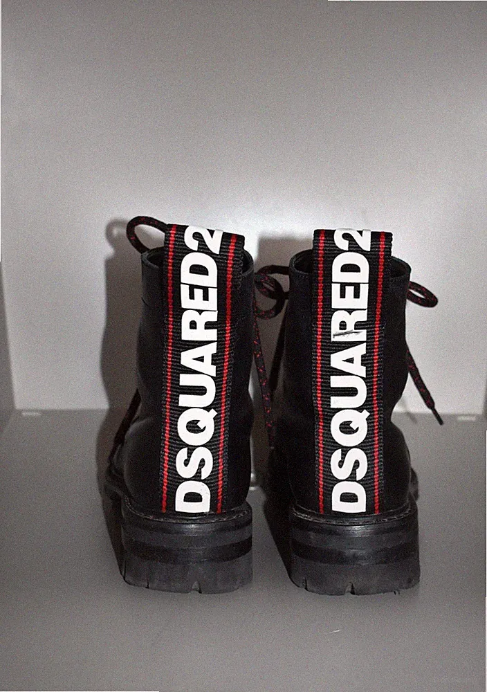 DSQUARED2 ❤ Schnürstiefel Boots in Schwarz Leder TOP - Größe 39