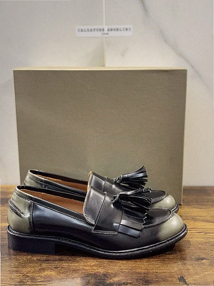 Duccio Del Duca Mokassin Leder Grün Made In Italy Damen 40