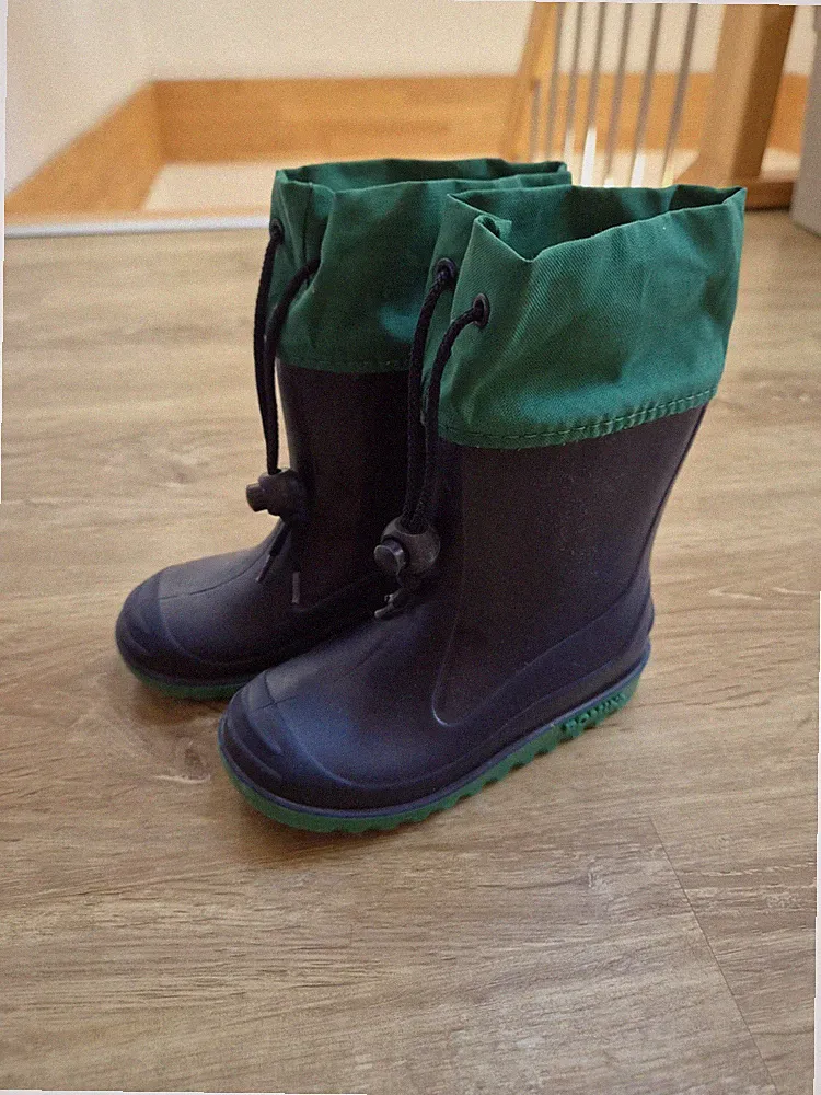 Dunkelblaue Romika Gummistiefel Regenstiefel Mit Grünem Schaft Gr. 23