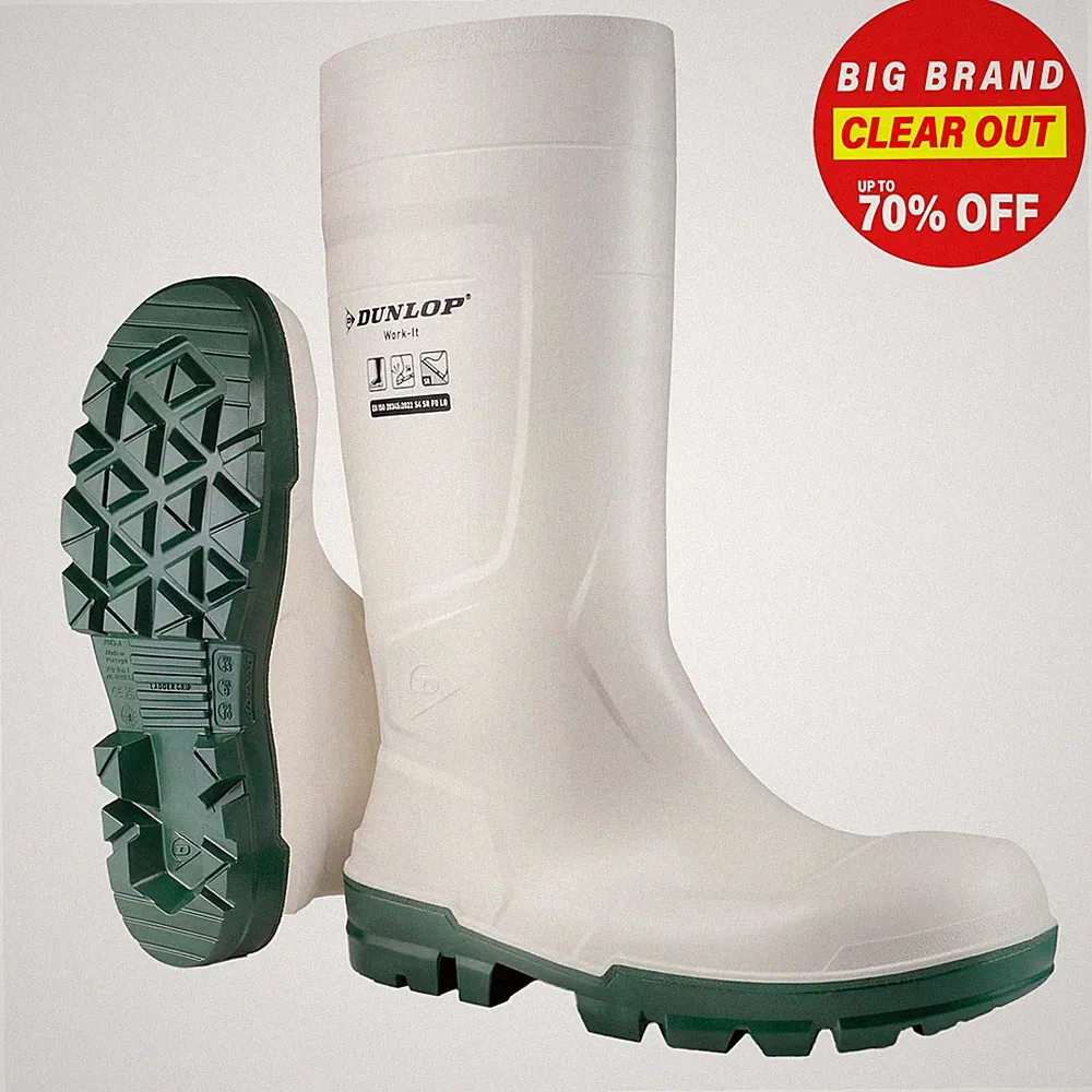 Dunlop Arbeit-Es Wasserdicht Outdoor Arbeit Sicherheits Gummistiefel Weiß