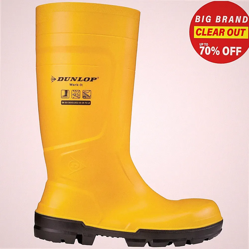 Dunlop Arbeit-Es Wasserfest Arbeit Außen ohne Bügel Sicherheits Gummistiefel