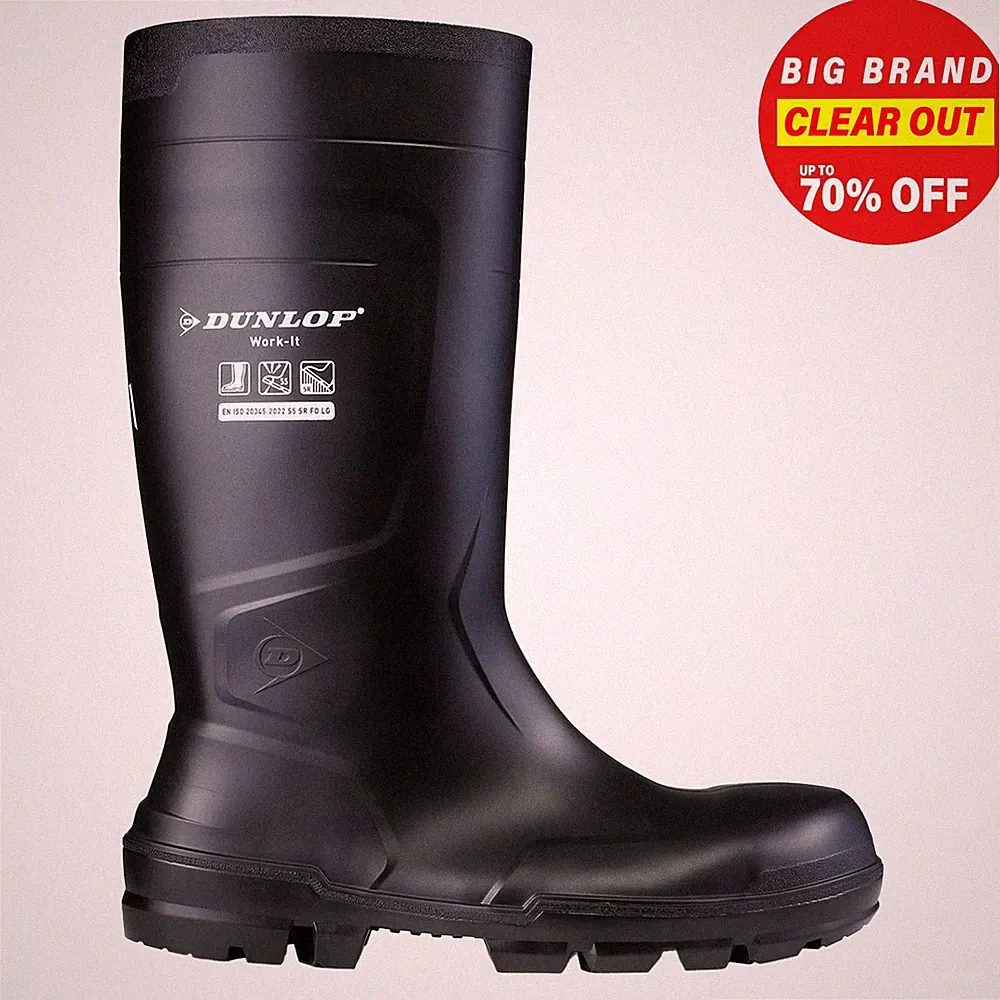 Dunlop Arbeit-Es Wasserfest Damen Sicherheits Gummistiefel Schwarz