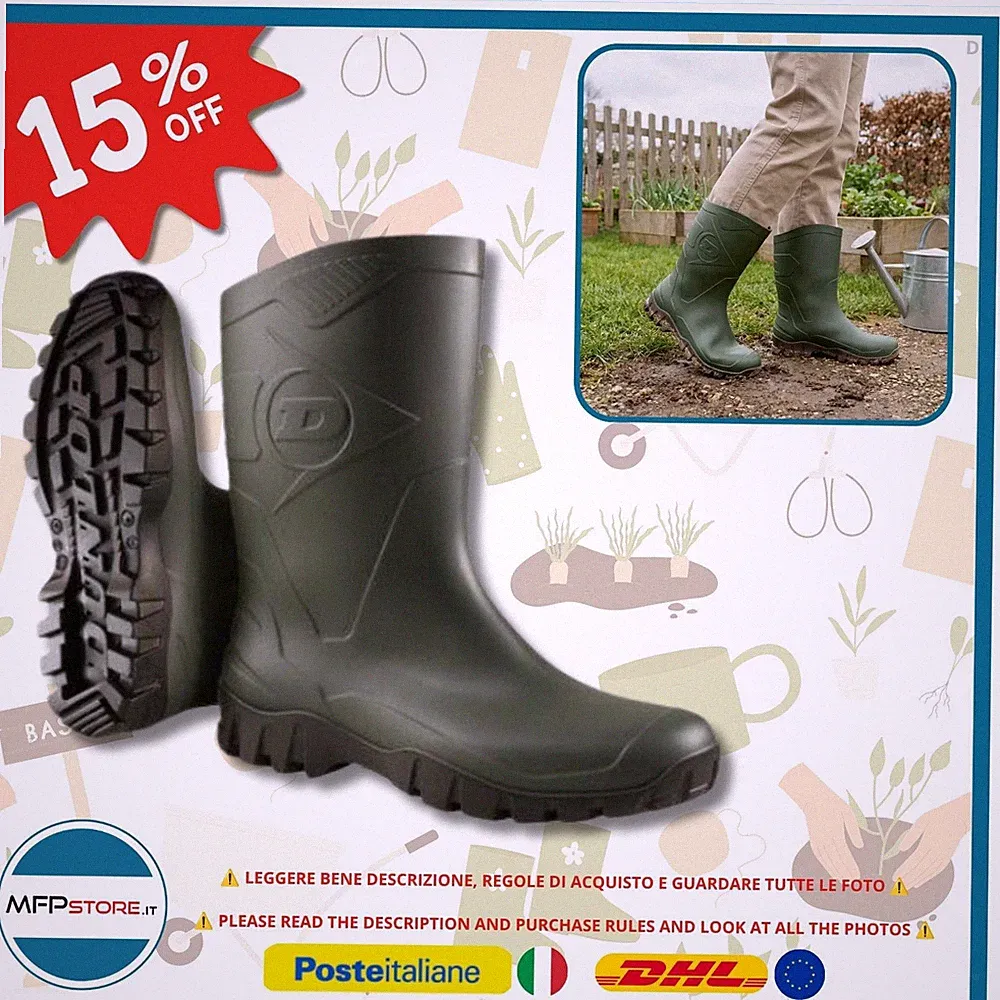 Dunlop Dee PVC Stiefel wasserdicht Unisex Gr. 43 grün/schwarz