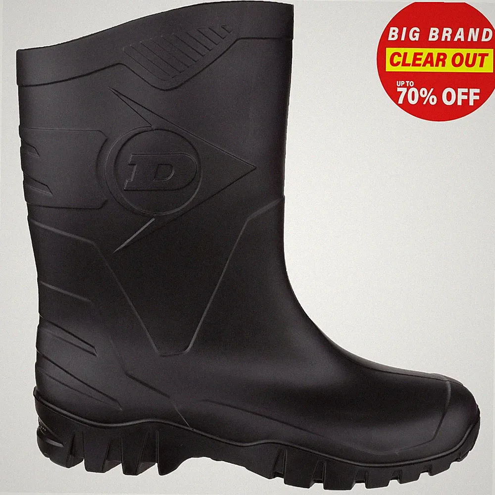 Dunlop Dee Unisex Gummistiefel Landwirtschaft Wandern Freizeit Stiefel Schwarz