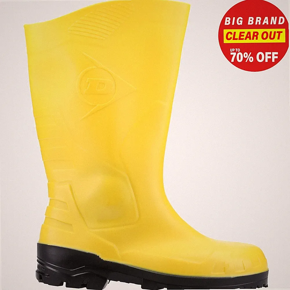 Dunlop Devon Unisex Arbeit Außen Sicherheits Gummistiefel Gelb