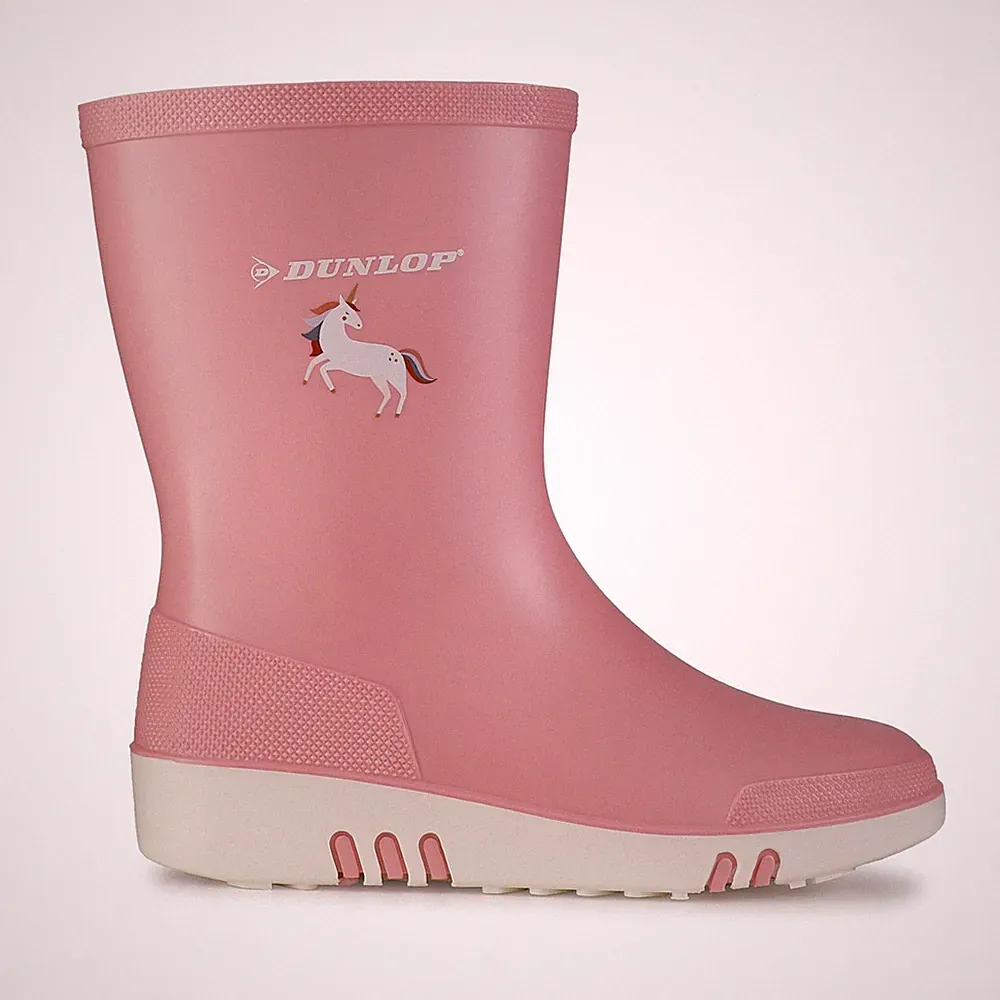Dunlop Einhorn Kinder Mini Gummistiefel Wasserfest Regen Gummistiefel Pink