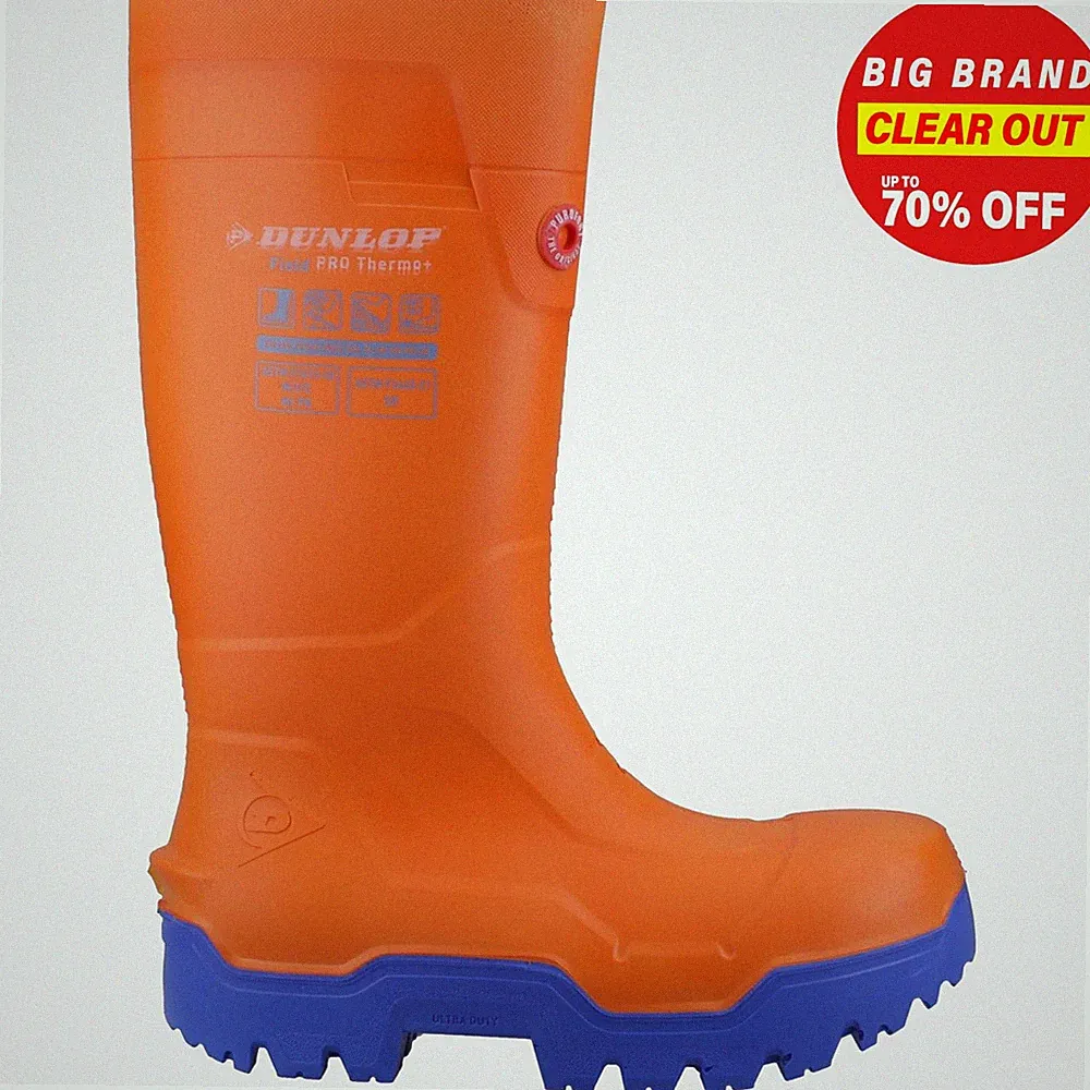 Dunlop Fieldpro Thermo + Unisex Arbeitskleidung Sicherheits Gummistiefel Orange