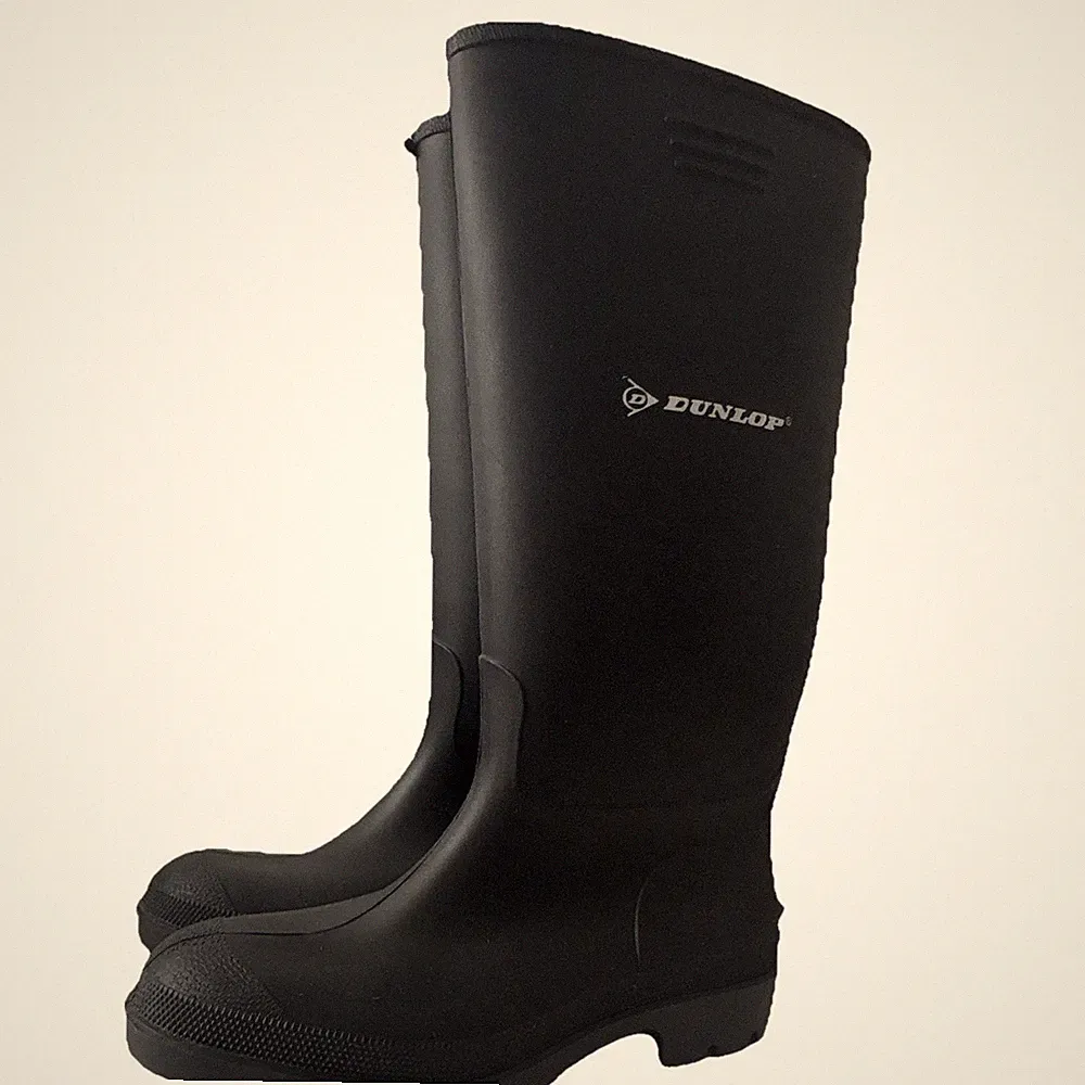 Dunlop Gummistiefel hoch schwarz inkl. Filz-Einlegesohlen grau