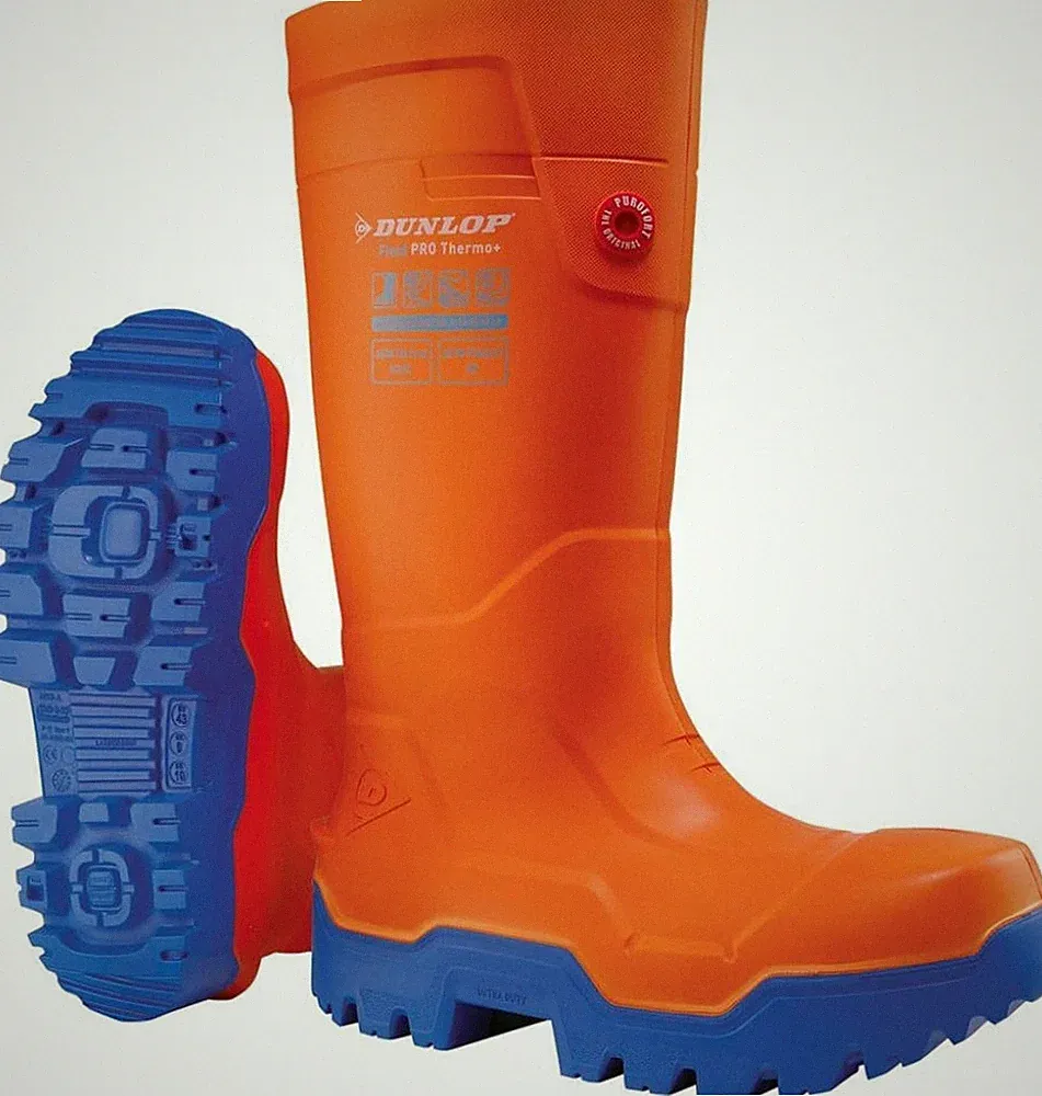 DUNLOP Gummistiefel Purofort FieldPro Thermo Full Safety, Farbe orange-blau Gr.