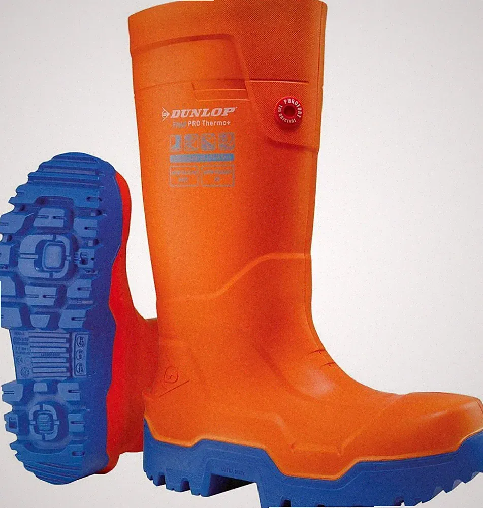 DUNLOP Gummistiefel Purofort FieldPro Thermo Full Safety, Farbe orange-blau Gr.