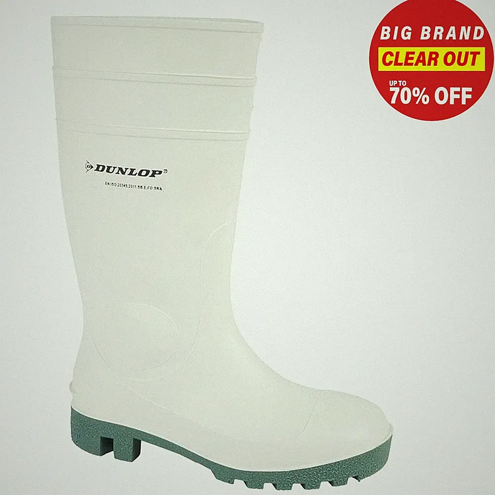 Dunlop Protomastor Herren Sicherheit Stahlkappe Haltbar Arbeit Gummistiefel Weiß