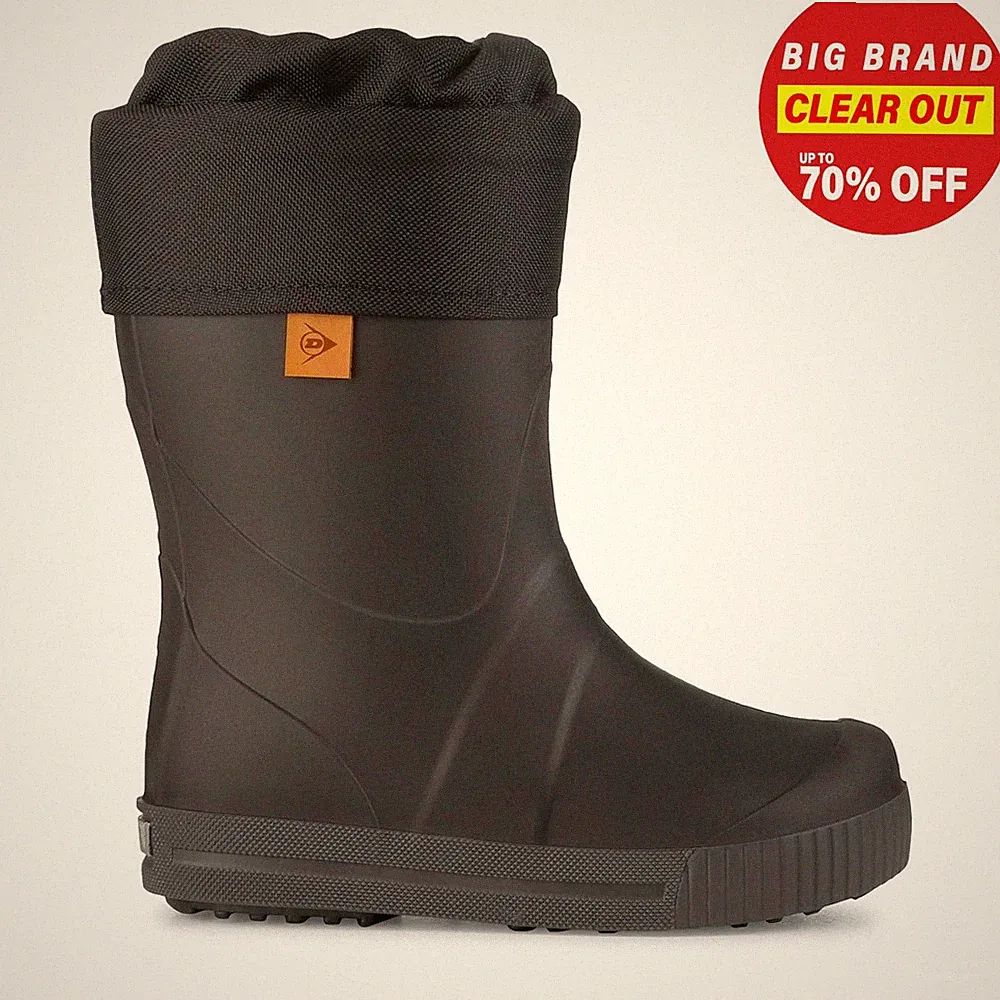 Dunlop Puddle Pullover Kinder Gummistiefel Warm Winter Gummistiefel Schwarz