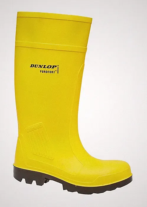 Dunlop Purofort gelb Sicherheitsgummistiefel Stahlkappe Gummistiefel UK 6 - 12