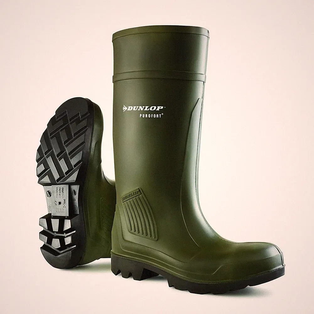 Dunlop Purofort Professional Gummistiefel Grün Naturkautschuk Arbeit Freizeit