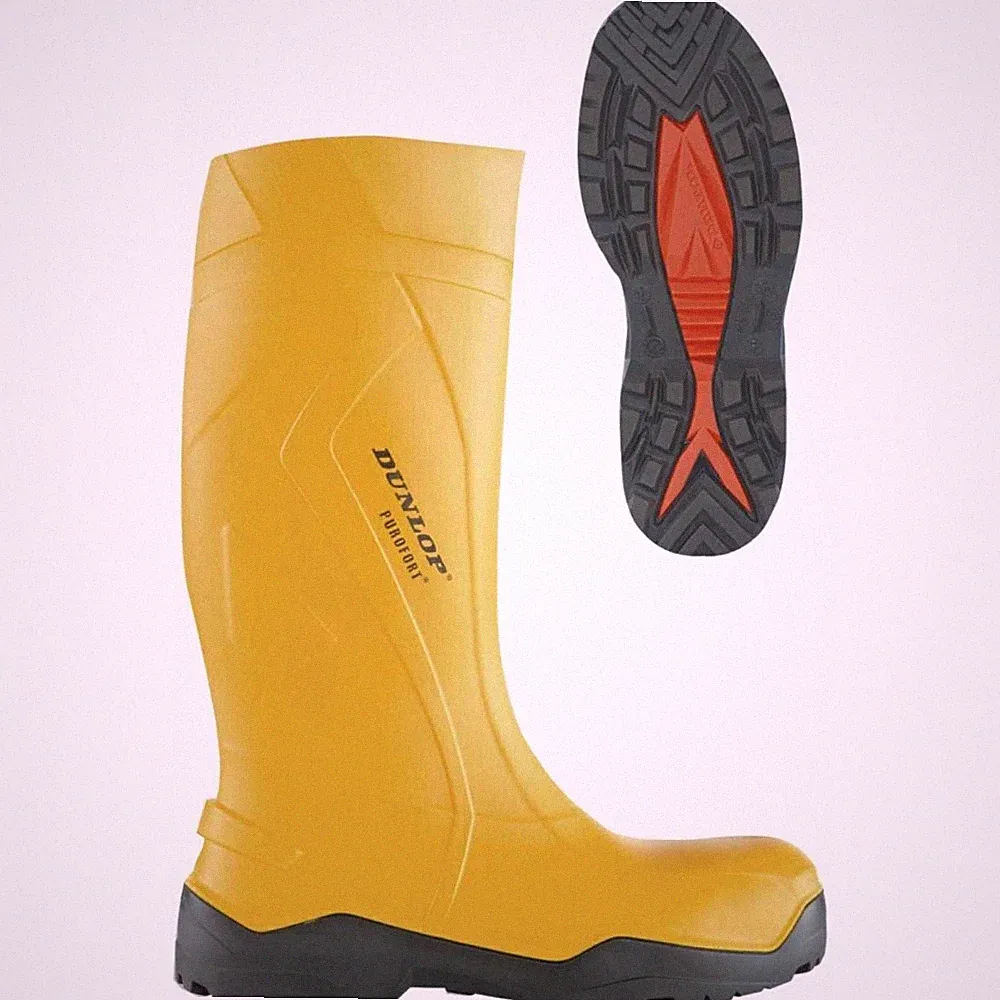Dunlop PUROFORT® + PU-Stiefel S5 gelb Stahlkappe Gummistiefel Arbeitsstiefel