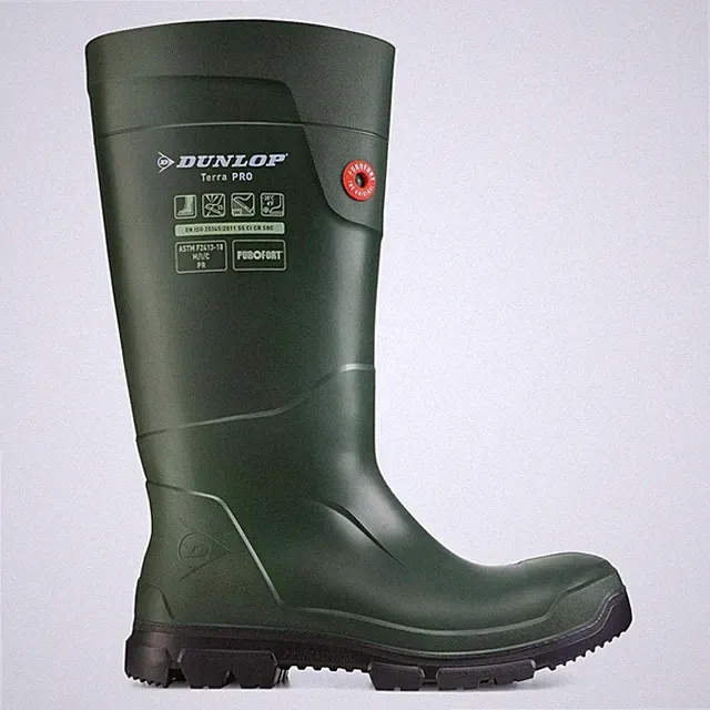 Dunlop TerraPro Sicherheits Wellingtons Slip-On Arbeitsschuh Grün Unisex