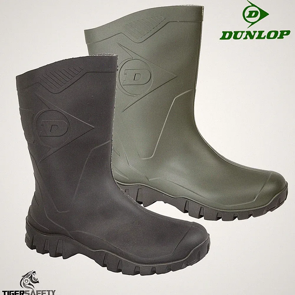 Dunlop W116 Gummistiefel Kurzschaft PVC Futter Rund Zeh Schwarz Herren