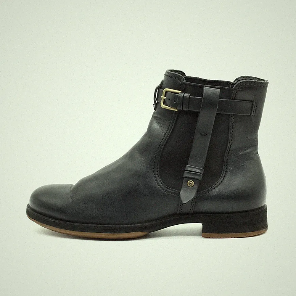 ECCO Damen Chelsea Boot Stiefel Schwarz Leder Stiefeletten Stiefelette EU 38