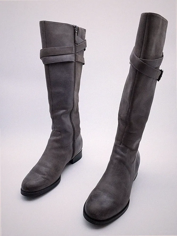 ecco Damen Stiefel Reitstiefel Schaftstiefel Leder grau Gr 40 EU Art 22568-80