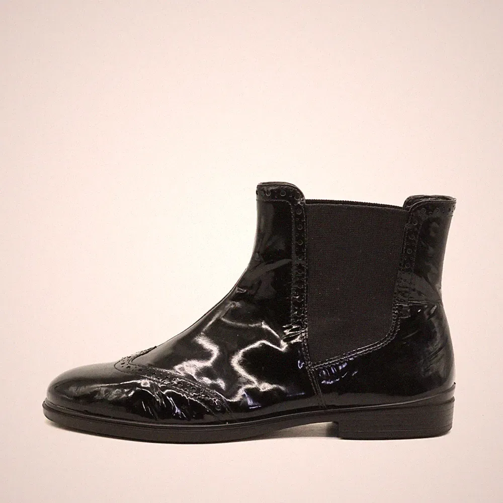 ECCO Damen Stiefel Schwarz Lackleder Gepolstert Chelsea-Stiefel EU 40