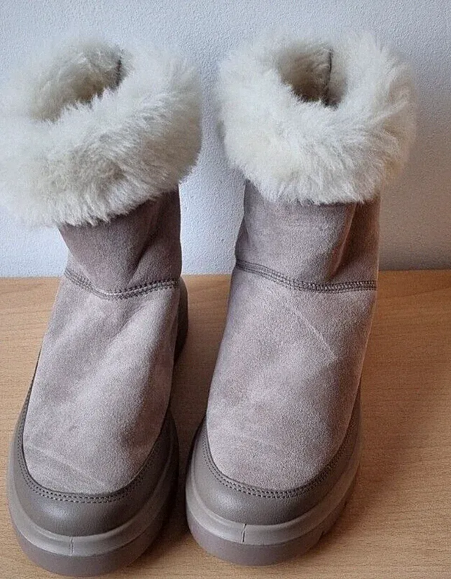 ECCO NOUVELLE Beige Damen Winterstiefel aus Veloursleder
