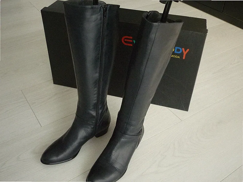 Echt Leder Lang Schaft Stiefel Schaftstiefel Gr. 36 Damen dunkel Blau dark Blue