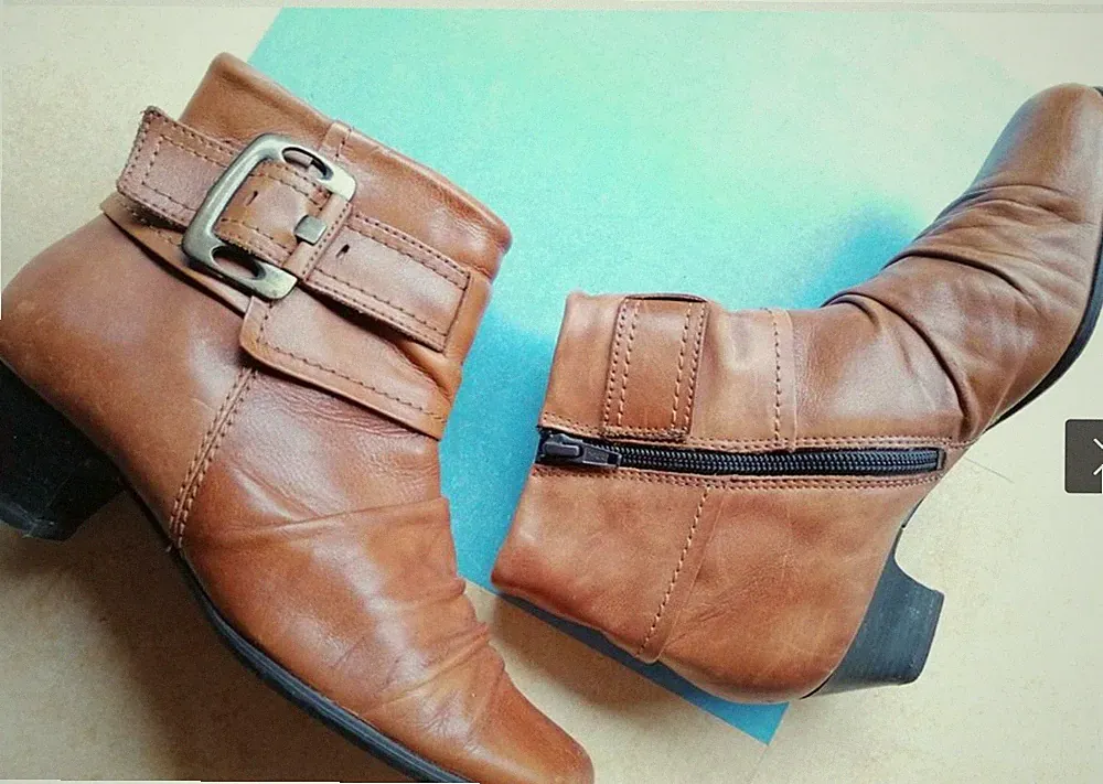 Echtleder Stiefeletten Größe 37/ 38 hoher NP kleiner Absatz warmer Braunton