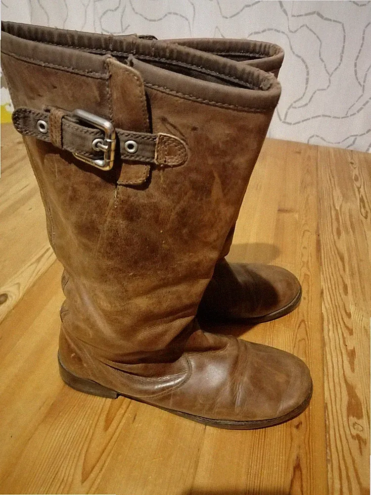 edc Esprit Stiefel Langschaft Leder Gr. 41 braun
