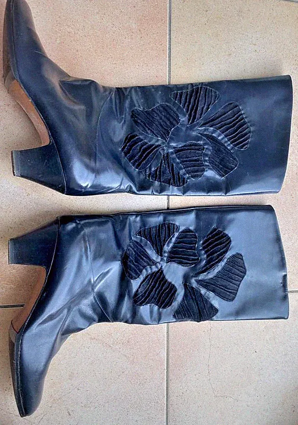 Edle Leder Vintage Stiefel / Boots schwarz - Western Look - Gr 38 (37) - "SAURO"