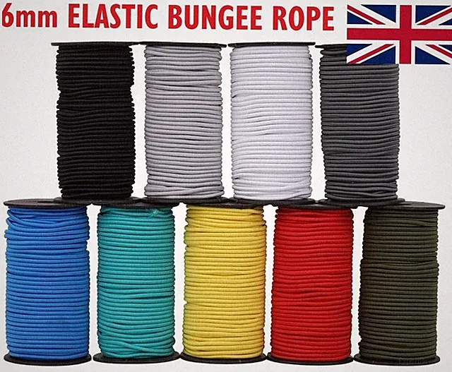ELASTISCHES GUMMISEIL SCHOCKSEIL 6mm GEPÄCKGURT CAMPING BOOT ZURRRGURTE 1m - 10m