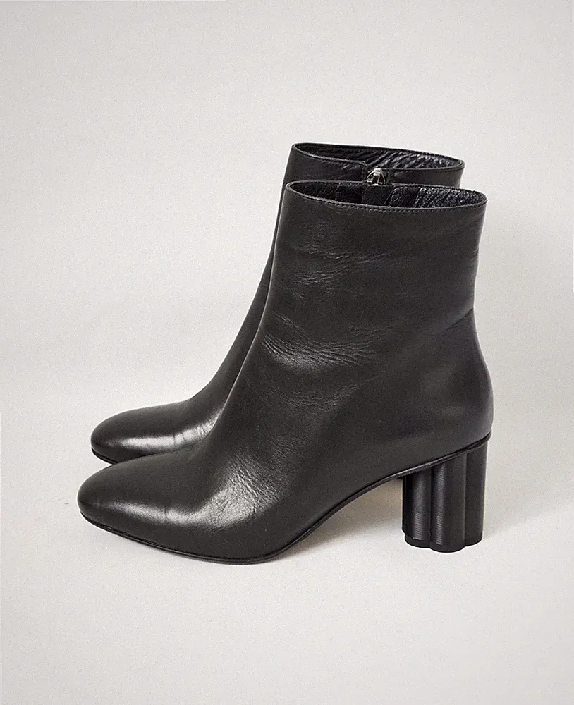 Elegante Damen-Stiefeletten aus Echtleder mit dekorativem Design-Absatz Gr. 38