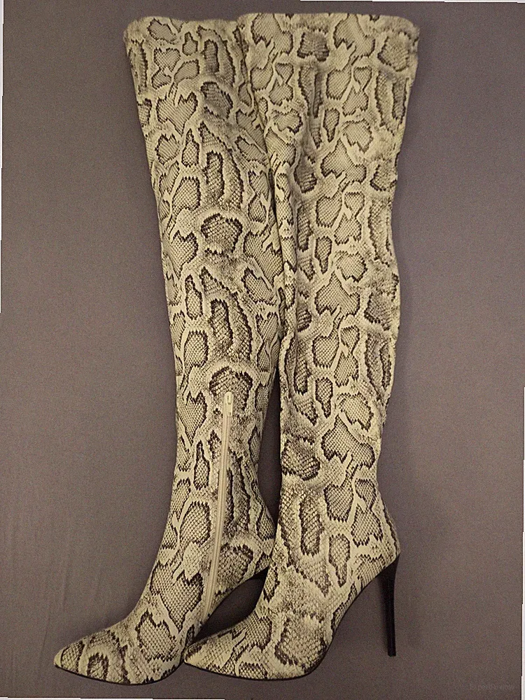Elegante Overknee Stiefel High Heel Snake Muster Gr. 42 Absatz 11 cm sexy NEU!